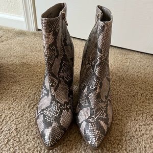 Snake Print Heeled Boots